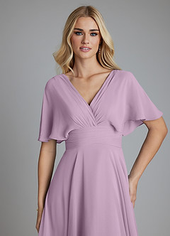 Azazie Pamela Bridesmaid Dresses Wisteria A-Line V-Neck Pleated Chiffon Dress image5