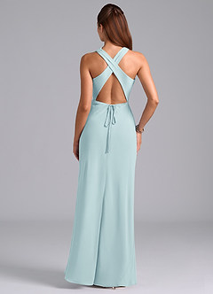 Azazie Evadne Bridesmaid Dresses Sea Glass A-Line Pleated Chiffon Dress image7