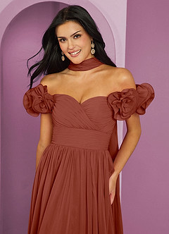 Barbie ♥ Azazie Bridesmaid Dresses Auburn A-Line Off the Shoulder Chiffon Convertible Dress image5