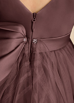 Azazie Pear Flower Girl Dresses Espresso Ball-Gown Bow Tulle Dress image7