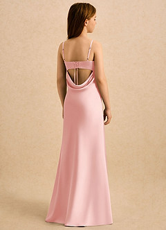 Azazie Mirabella Girls Formal Flower Girl Dresses Powder Pink Sheath Sweetheart Neckline Stretch Satin Dress image1