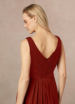 Azazie Evy Abiti per la Madre della Sposa Abito A-Line in Chiffon Elasticizzato Plissettato Ruggine image5