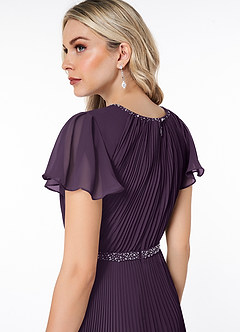 Azazie Kara Modest Bridesmaid Dresses A-Line Pleated Chiffon Floor-Length Dress image12