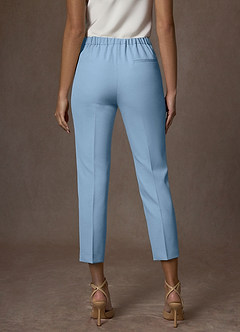 front Kennedy Sky Blue Structured Stretch Pants Suit