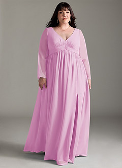Azazie Teton Brautjungfernkleider für Schwangere A-Linie Langarm Chiffon Bodenlänge Kleid image9