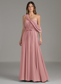 Azazie Nyah Bridesmaid Dresses Dusty Rose A-Line Off the Shoulder Chiffon Dress image1