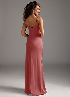 Azazie Deandra Bridesmaid Dresses Antique Rose Mermaid Pleated Stretch Satin Dress image2