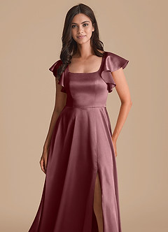 Azazie Bondi Bridesmaid Dresses Vintage Mauve A-Line Bow Metallic Satin Dress image6