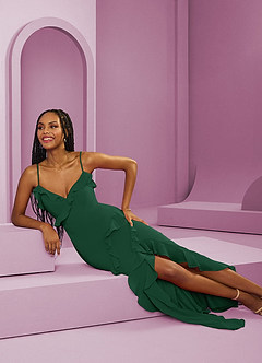 Barbie ♥ Azazie Abiti da Damigella Abito Tubino in Chiffon Verde Scuro image14