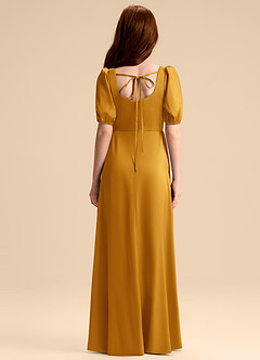 Azazie Briar Junior Vestido de Caramelo de Satén Elástico de Corte en A con Lazo image2