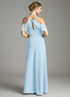 Azazie Dakota Bridesmaid Dresses Sky Blue A-Line V-Neck Pleated Chiffon Dress image2