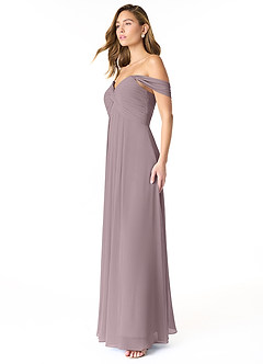 Azazie Kaitlynn Bridesmaid Dresses Dusk Empire Ruched Chiffon Convertible Dress image4