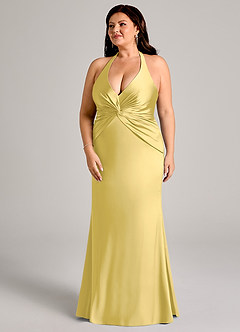 Azazie Valerie Suknie dla druhen Syrena Pofałdowany Satyna elastyczna Do ziemi Sukienka image11