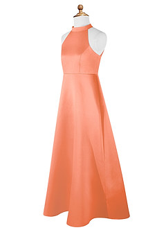 Azazie Laurel Junior Robe Trapèze en Mat Satiné Coucher De Soleil image8