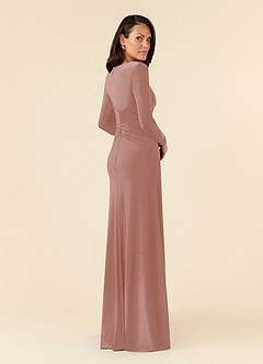 Azazie Natalya Mother of the Bride Dresses Dusty Rose A-Line Pleated Luxe Knit Dress image3