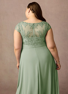 Azazie Irmeli Mother of the Bride Dresses Dusty Sage A-Line Lace Chiffon Dress image14