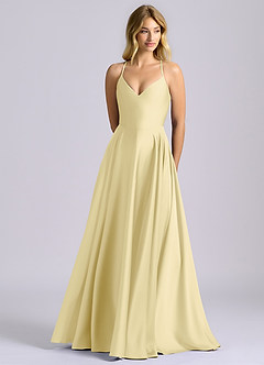 Azazie Truce Bridesmaid Dresses Lemon Sorbet A-Line Stretch Satin Dress image1