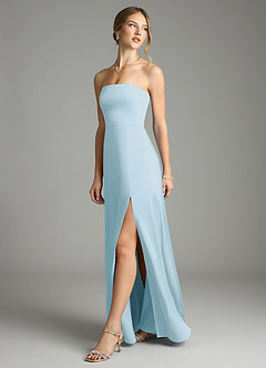 Azazie Wren Bridesmaid Dresses Sky Blue A-Line Strapless Stretch Satin Convertible Dress image11