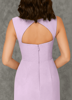 Azazie Flori Bridesmaid Dresses Frosted Lilac Sheath Square Neckline Chiffon Dress image3