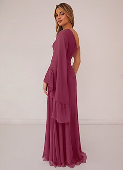 Barbie ♥ Azazie Bridesmaid Dresses Mulberry A-Line Long Sleeve Chiffon Dress image2
