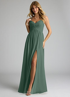 Azazie Alia Bridesmaid Dresses Sea Moss A-Line Pleated Chiffon Dress image3