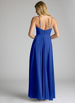 Azazie Akita Bridesmaid Dresses Royal Blue A-Line Chiffon Dress image4