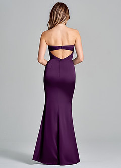 Azazie Olea 신부 들러리 드레스 인어 스트랩리스 스트레치 새틴 바닥 길이 드레스 image4