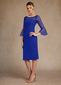 Azazie Bellevue Mother of the Bride Dresses Royal Blue Sheath Beaded Stretch Crepe Dress image2