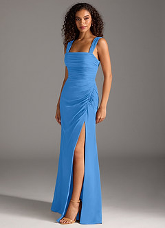 Azazie Jesaphine Abiti da Damigella Abito Tubino in Chiffon Fiocco Blue Jay image3