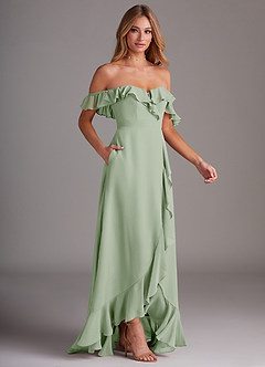Azazie Lyra Bridesmaid Dresses Dusty Sage A-Line Chiffon Convertible Dress image6