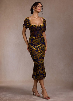 Ashanti Bronzed Navy Midi Dress image4