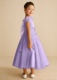Azazie Minia Flower Girl Dresses Lilac A-Line Bow Matte Satin Dress image2