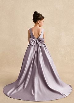 Azazie Mimia Flower Girl Dresses Dusk A-Line Bow Matte Satin Dress image2