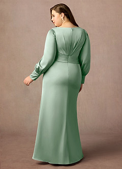 Azazie Petrina vestidos de madre de la novia Vestido de Agave de Satén Elástico de Corte Sirena con Plisado image2