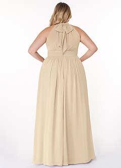 Azazie Iman Bridesmaid Dresses Champagne A-Line A-Line Ruched Chiffon Dress image9
