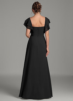 Azazie Dacia Bridesmaid Dresses Black A-Line Ruched Chiffon Dress image5