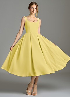 Azazie Amalie Bridesmaid Dresses Canary A-Line Pleated Chiffon Dress image5