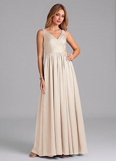 Azazie Keyla Final Sale White Alabaster A-Line Pleated Stretch Satin Dress image6