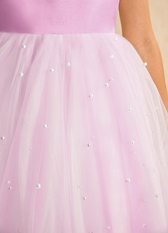 Azazie Esme Blumenmädchenkleider Ballkleid Schleifen Tüll Kleid Bonbonrosa image9