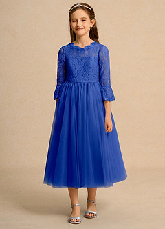 Azazie Lamb Girl Blumenmädchenkleider Ballkleid Spitze Kleid Königsblau image4