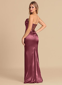 Azazie Sorrel Robes de demoiselle d'honneur Robe Sirène Convertible en Satiné métallisé Corset Rose Du Désert image6