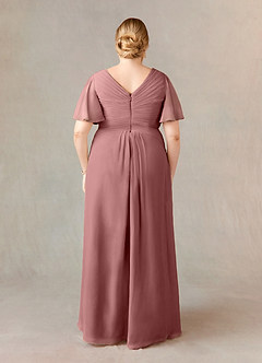 Azazie Morning Glory Mother of the Bride Dresses Desert Rose A-Line V-Neck Ruched Chiffon Dress image6