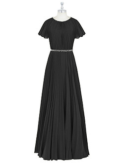 Azazie Kara Modest Bridesmaid Dresses A-Line Pleated Chiffon Floor-Length Dress image7