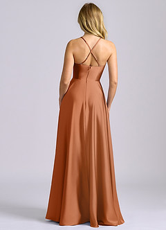 Azazie Truce Brudtärnklänningar Klä av A-Linje i Stretch Satin Koppar image2