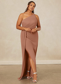 Christian Siriano Bridal for Azazie 1003 Brautjungfernkleider Etui One-Shoulder Chiffon Kleid Bronzer image8