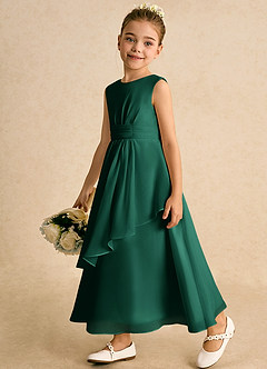 Azazie Edelweiss Flower Girl Dresses Emerald A-Line Pleated Chiffon Dress image5
