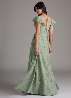 Azazie Bondi Bridesmaid Dresses Agave A-Line Side Slit Floral Burnout Dress image3