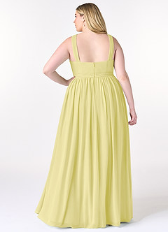 Azazie Elvira Bridesmaid Dresses Lemon Sorbet A-Line Pleated Chiffon Dress image8