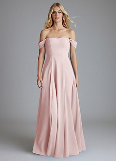 Azazie Seriana Brudtärnklänningar Klä av A-Linje i Chiffong Av axeln Rodnande Rosa image5