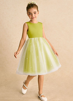 Azazie Esme Robe Demoiselle D'honneur Fillette Robe Princesse en Tulle Arc Citronnelle image3